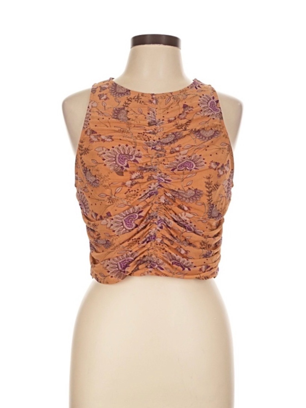 House of Harlow 1960 Mustard Floral Ruched Crop Top